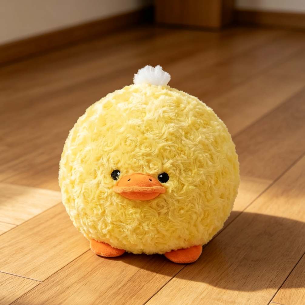 Yellow Duck Ball Squeaky Plush Dog Toy 8" - Image 2