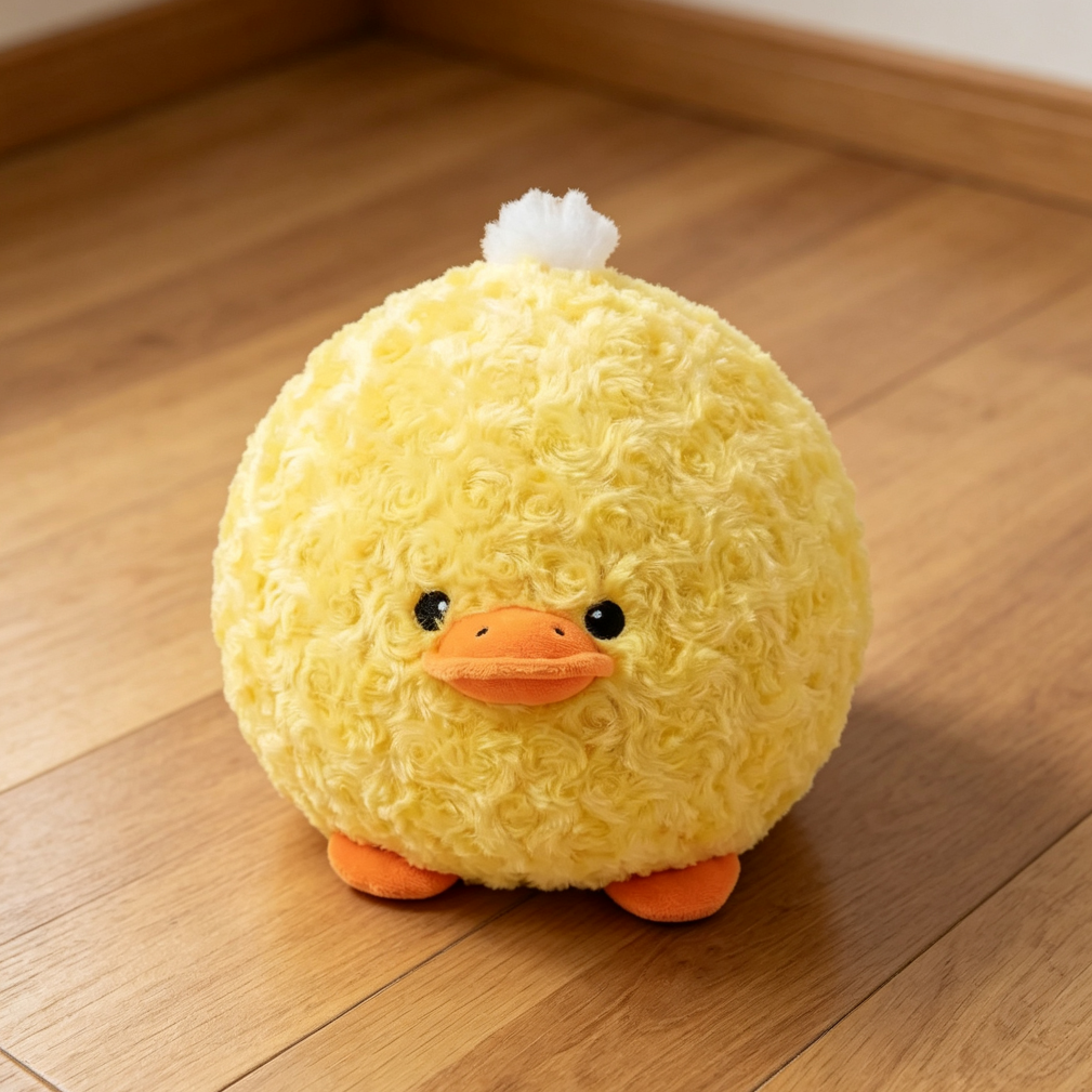 Yellow Duck Ball Squeaky Plush Dog Toy 8"