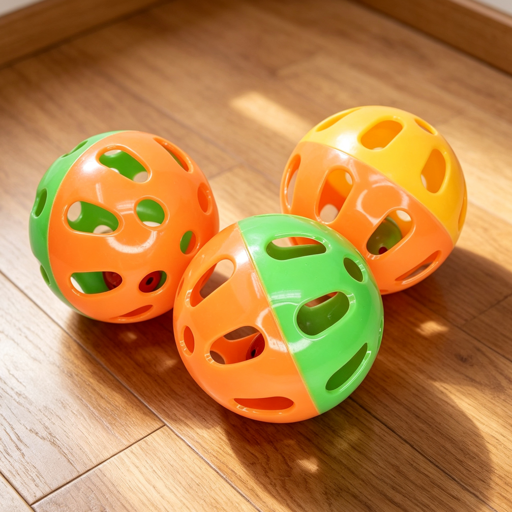 3.25" Tri-Colored Plastic Bird Foot Toy Balls 3-Pack - Image 2