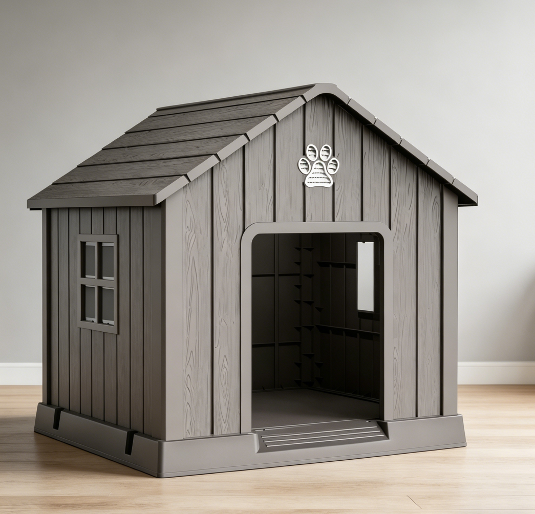 Coffee Resin Dog House with Vents