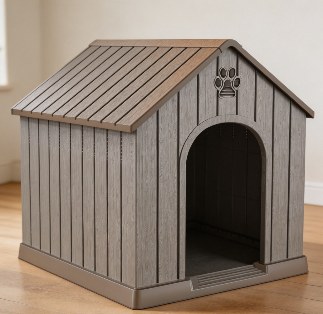 Grey UV-Resistant Resin Dog House with Hidden Vents - Image 2