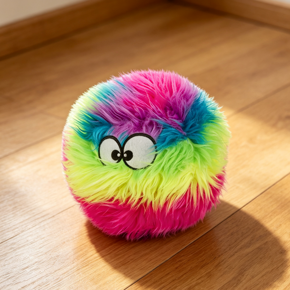 Squeaky Plush Ball Dog Toy Rainbow Large - Image 2