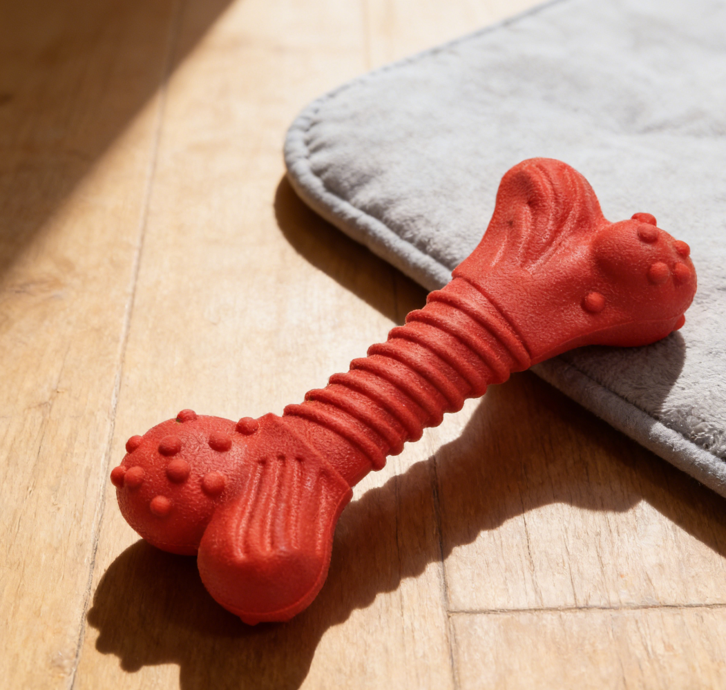 2-Pack Beef-Flavored Natural Rubber Chew Toy Red Medium Large - Image 2