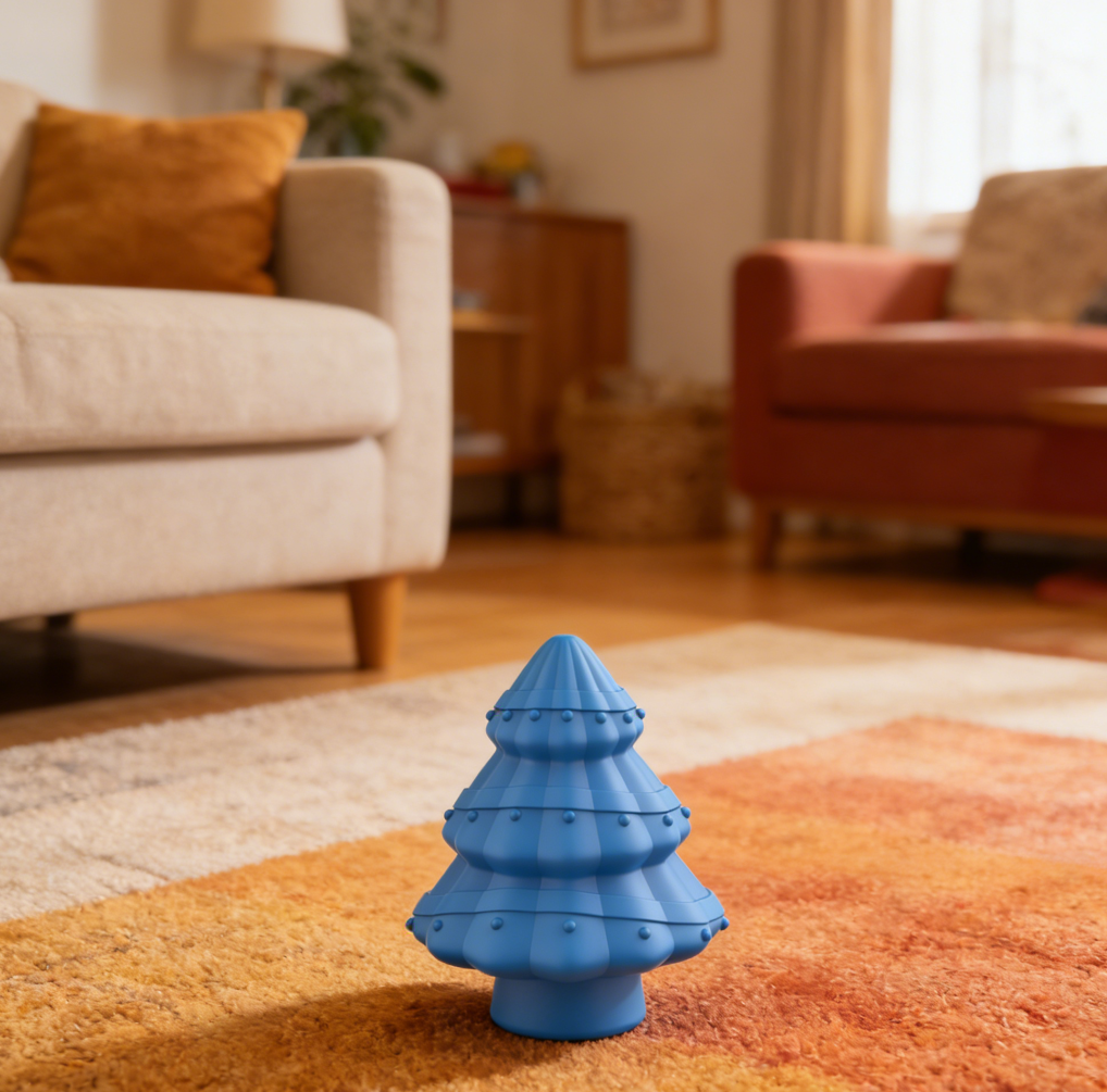 5-Pack Blue Christmas Tree Natural Rubber Squeaky Chew Toy - Image 2
