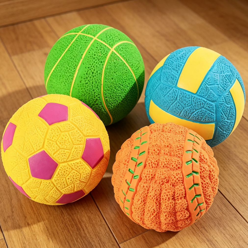 4-Pack Interactive Squeaky Latex Dog Balls 2.8" - Image 2