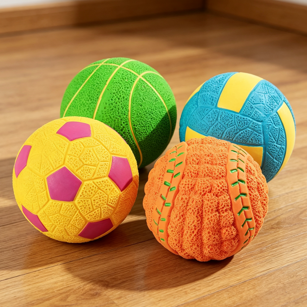 4-Pack Interactive Squeaky Latex Dog Balls 2.8"